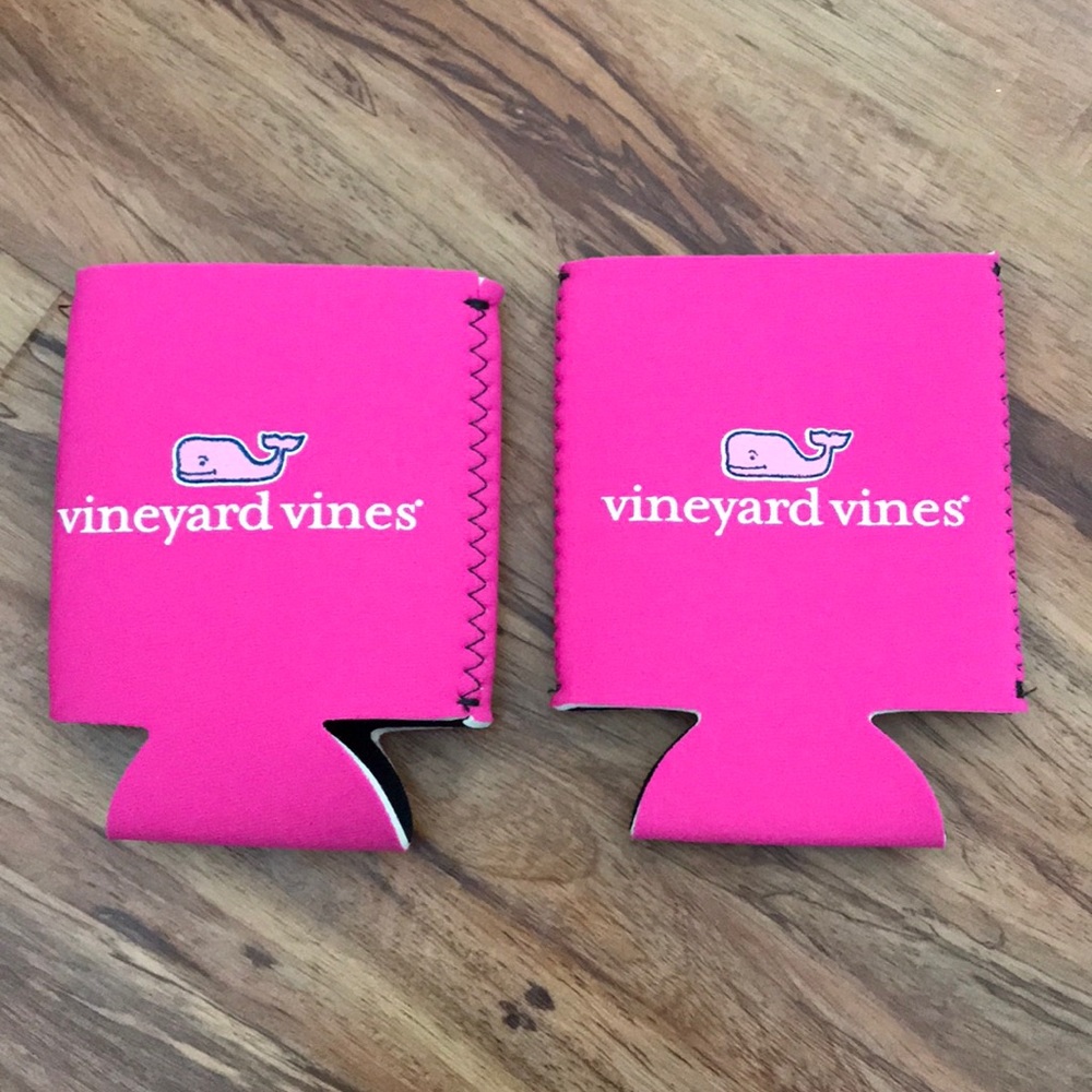 Set of two Vineyard Vines Pink Koozies